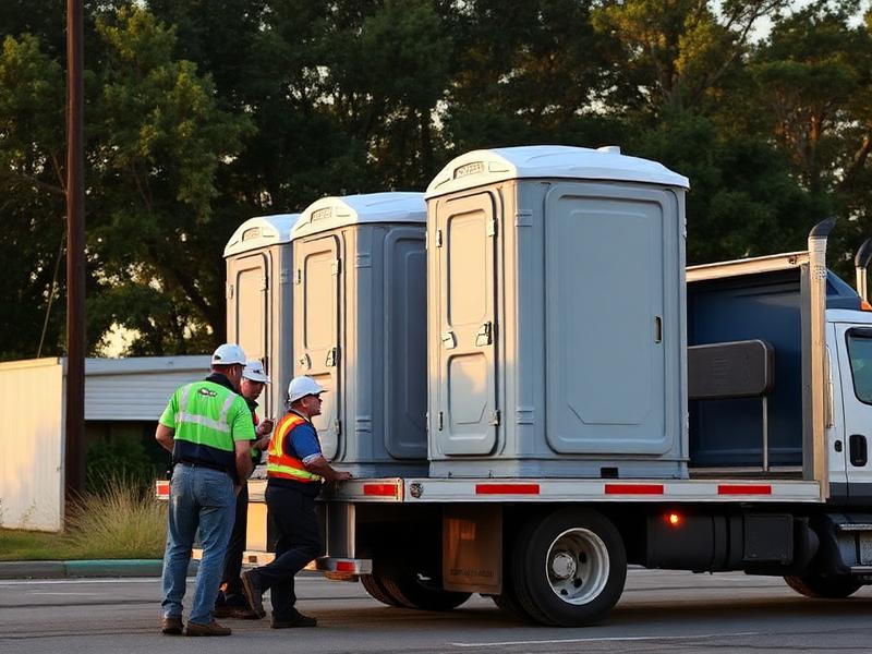 Demetria Portable Toilets team delivering units in Fort Wayne